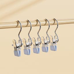 Wasknijpers met Haak - Klemmen Hangers - Kleding Drogen - Roestvrij Staal - 10 Stuks - Zilver — thumbnail 2