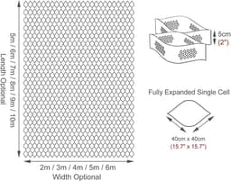 Grondrooster - Stabilisator Grid - Oprit Verstevigen - Hoge Draagkracht - 2x8m - Zwart — thumbnail 5