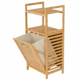 Bamboe Wasmand met Bovenrek en Uitneembare Waszak – 25L - 30 x 40 x 95 cm — thumbnail 4
