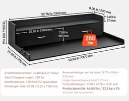 Damenzo - Wasmachine werkblad - Wasdroger aanrecht - Met 2 lades - Organizer - Wasmachine rek - 137 x 70 x 30,5 cm - Zwart — thumbnail 3
