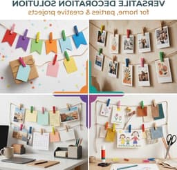 40 stuks kleine houten knijpers met draad voor fotowand, foto's ophangen en bruiloftdecoraties — thumbnail 2