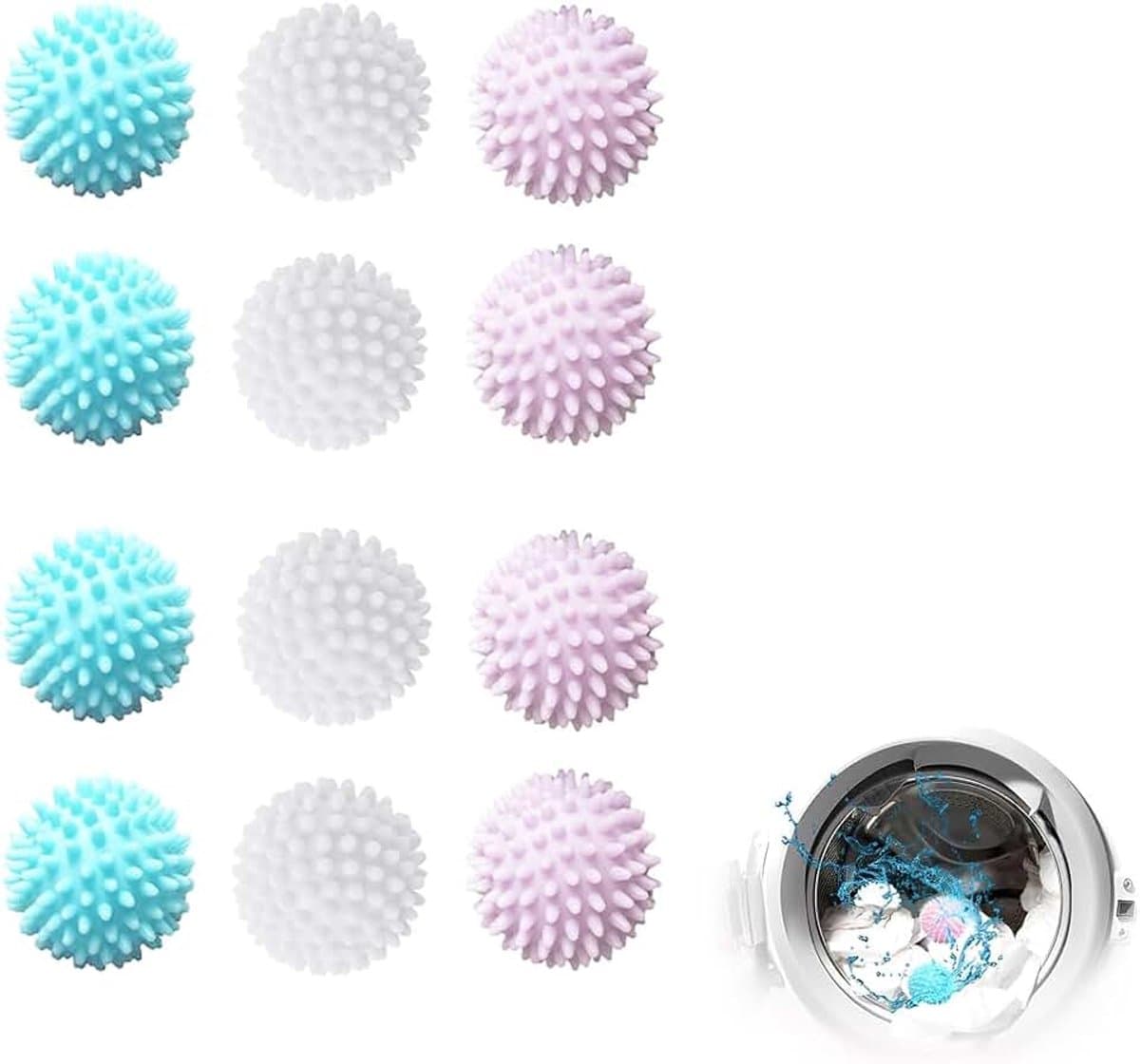 12 stuks drogerballen voor wasdroger, drogerballen voor donsjacks, wasballen, wasballen voor wasmachine, herbruikbaar, vermindert rimpels en verkort de droogtijd — afbeelding 1