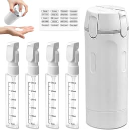 4-in-1 reisdispenser, reisflessen om te vullen, navulbare reisdispenserflessen, 30 ml, reisflessen voor toiletartikelen, met schaal en etiket, voor shampoo, conditioner, lotion, crème — thumbnail 1