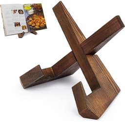 1 stuk - Recepten rek - Platen rek - Platen rek - Boekenrek - Noten rek - Keuken tafel Recepten rek - Platen haak - Stand - Ondersteuning rek - Bruin hout — thumbnail 1