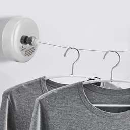 Intrekbare Waslijn - Binnen Waslijn - Kleding Drogen - Roestvrij Staal - 2 Meter - Zilver — thumbnail 3