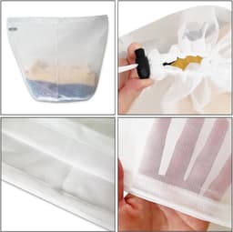 Waszakken met trekkoord, fijn net voor wasmachine, kleding, beddengoed, tafelkleden, gordijnen — thumbnail 4
