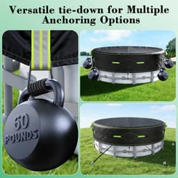 Zwembadafdekking Ø 304,Passende Zwembadhoes voor Zwembaden van Ø260-300 cm,met Reflectiestrip & Grondankers, Zwembadafdekking met UV-bescherming,Voor Bovengrondse Zwembaden en Trampolines — thumbnail 3