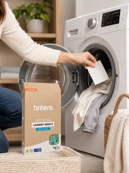Briters Wasstrips Fresh Linen 100 wasbeurten - Plasticvrij Verpakt - V Label gecertificeerd (vegan) - Dermatest goedgekeurd (hypoallergeen) biologisch afbreekbaar Europese Productie - 30 dagen proberen — thumbnail 3