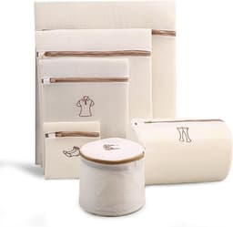 Waszakjes met rits-wastas-Set van 6, geschikt voor delicate kledingstukken met ritssluiting - Ondergoedzak voor het wassen van gevoelige items - Waszak van mesh - Geschikt voor jeans, overhemden, panty's en bh's - Beige — thumbnail 1