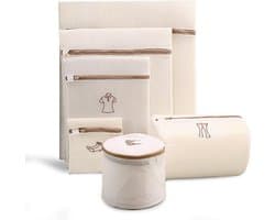 Waszakjes met rits-wastas-Set van 6, geschikt voor delicate kledingstukken met ritssluiting - Ondergoedzak voor het wassen van gevoelige items - Waszak van mesh - Geschikt voor jeans, overhemden, panty's en bh's - Beige — afbeelding 1