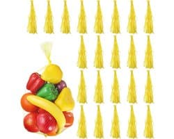 Herbruikbare Netzakken - Productzakken Opbergzakken - Boodschappen Opbergen - Ademend Materiaal - 50 cm - Geel