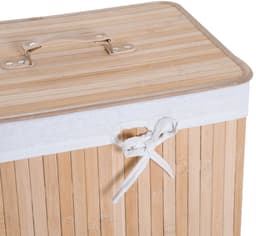 Smalle bamboe wasmand - Wasmand met deksel - 72 liter opbergmand - Badkamer wasmand - met handgrepen, 72L inhoud en smal compact ontwerp - Bamboe - 40×30×60 cm - Geschikt voor wasruimte en slaapkamer - Natuurlijke houtkleur — thumbnail 4