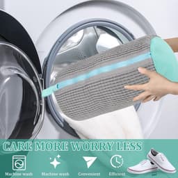 Waszak - Schoenenwaszak - 39 x 19 cm - Vormvast mesh-materiaal - Schoenenwaszak - Met ritssluiting en ophanglus - Herbruikbaar - Alleen geschikt voor de wasmachine — thumbnail 3
