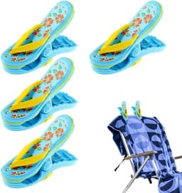4 stuks Strandhanddoekclips - wasknijpers - strandslippers clips - strandhanddoekklemmen - winddichte kunststof klemmen - voor strandstoelen, wasgoed, badhanddoek - Blauw — thumbnail 1