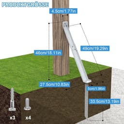 SnelShoppen - Bottom Manker Storm Anchor voor Privacy Scherm, Gegalvaniseerd Staal, Grondankers voor Tuinhekken, Postankers voor Tuin, Windanker voor — thumbnail 3