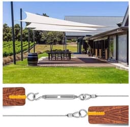 Hangende waslijn roestvrij stalen kabel - hangende roestvrijstalen kabel - 30M wastouw voor buiten - droogrek voor buitenkleding - metalen kabel voor buiten - roestvrijstalen relingkabelset — thumbnail 3
