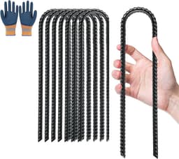 SnelShoppen - 8 U-vormige Grondpennen 30 cm - Tentpennen, Trampolineharingen, Grondbevestiging voor Camping, Tuin, Feest, Windbestendig, Robuust en Be — thumbnail 1