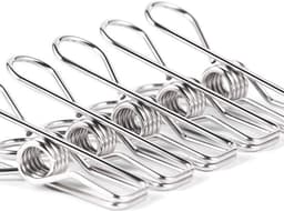 20x Extra Sterke RVS Wasknijpers- Weerbestendig roestvrij staal - Geschikt voor dikke dekens - Buitengebruik - Zilver — thumbnail 1