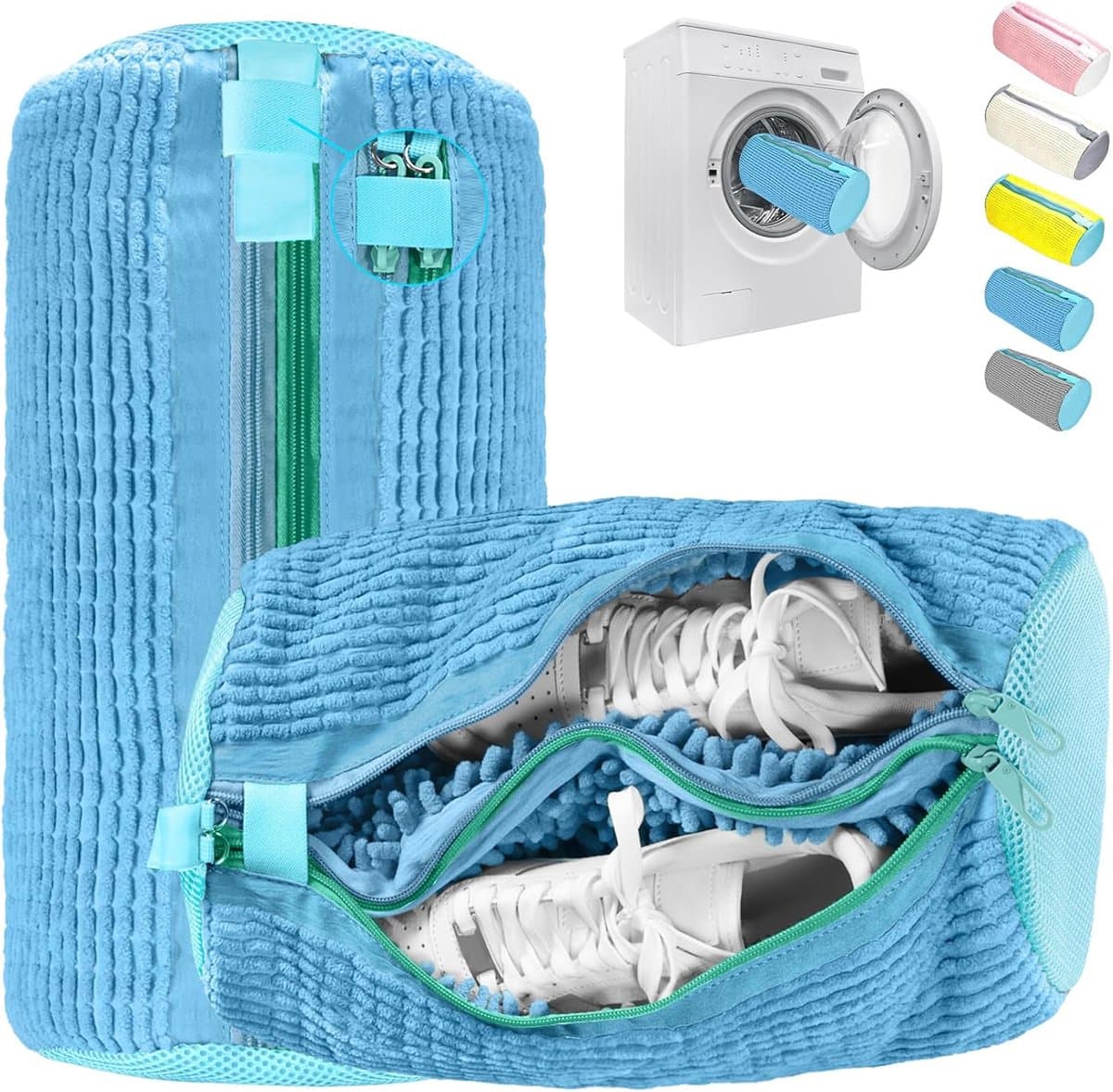 SnelShoppen - 2-in-1 Schoenwaszak voor Wasmachine, Dubbele Ritssluiting, Twee Zakken, Herbruikbaar Schoenen Waszak met Afsluitbare Wrijvingssluiting, — afbeelding 1