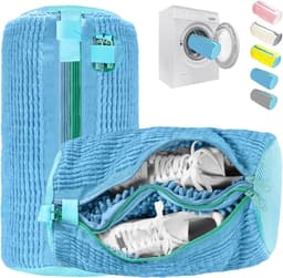 SnelShoppen - 2-in-1 Schoenwaszak voor Wasmachine, Dubbele Ritssluiting, Twee Zakken, Herbruikbaar Schoenen Waszak met Afsluitbare Wrijvingssluiting, — thumbnail 1