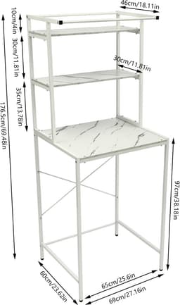 M-Goods Wasmachine Rek 3-Laags - Wasmachine Ombouw Opbergrek - Wasmachine Kast met Verhoger - 176,5 cm - 3 Kleuren — thumbnail 1