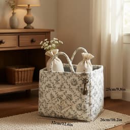 Gewatteerde opvouwbare stoffen opbergmand met handgrepen voor speelgoed, wasgoed en snacks, groen, ideaal voor slaapkamer en badkamer — thumbnail 4