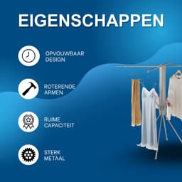 Foldable Clothes Drying Rack - Kunststof en metaal - Grijs - voor Thuis en Professioneel Gebruik — thumbnail 5