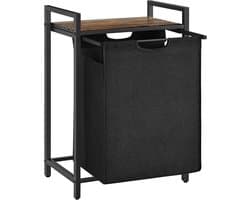 Wassorteerder - 65L - Metaal - vintage Bruin en Zwart -Wasmanden - Wassorteerder met Plank - 50 x 33 x 72 cm — afbeelding 1