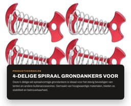 Dailygoods- Grondankers 4-delig - Spiraalvormig - Multifunctionele Tentaccessoires - Geschikt voor Houten Platforms - Aluminiumlegering/Roestvrij Staal - 7.7x3.6cm - Tentpalen — thumbnail 1