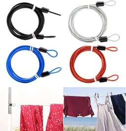 Waslijn Touw - Stalen Kern - Buiten Droge Kleding - Sterke PVC Coating - 1.5 Meter - Rood — thumbnail 3