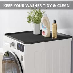 Siliconen lekbak - Lekbak Wasmachine - 60 × 60 cm × 1,5 cm - flexibel en oprolbaar beschermmat - voor bovenop of onder wasmachine en koelkast - Zwart — thumbnail 3