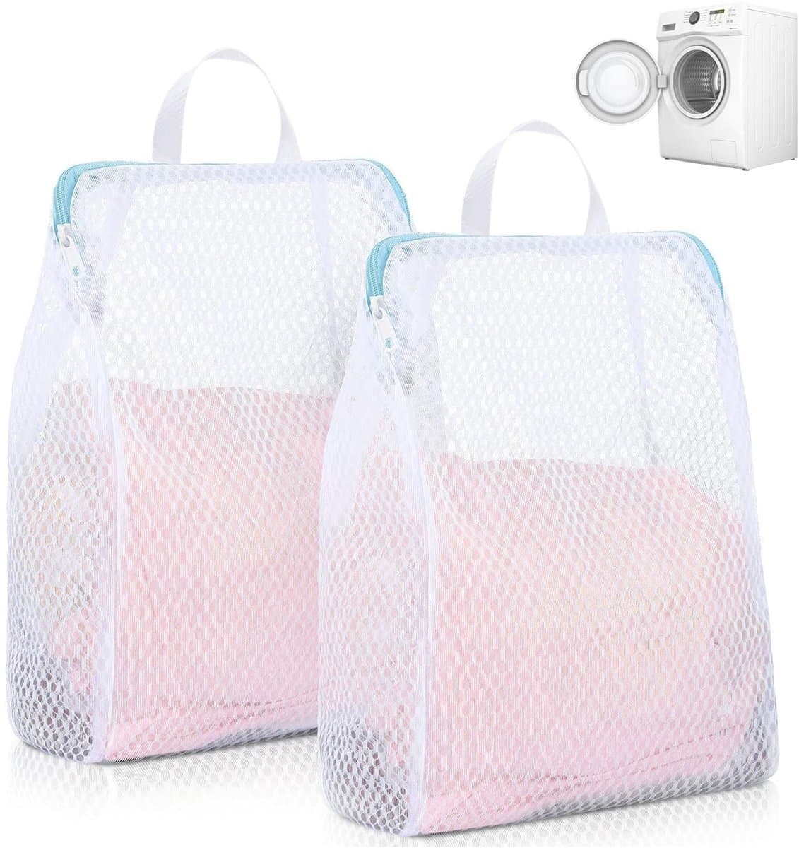 Dailygoods - 2 stuks wasnetten groot (wit) - Herbruikbare wasnetten met premium ritssluiting beschermen bh's, zijden blouses & delicatesse (50x60cm) — afbeelding 1