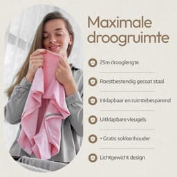 Dailygoods - Extra Groot en Stabiel Droogrek met Vleugels - 25 Meter Drooglijnlengte - Voor Binnen en Buiten — thumbnail 4