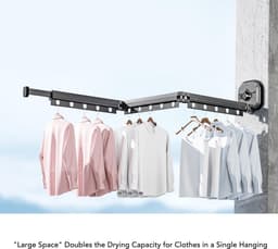 Dailygoods- Droogrek Ruimtebesparend - Wanddroogrek met Zuignappen - Inklapbaar - Intrekbaar - Kledingrek voor Gladde Oppervlakken - 360 Graden Draaiend — thumbnail 3