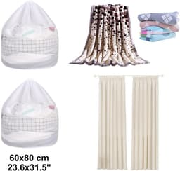 Dailygoods - flintronic Waszak met trekkoord, 2 stuks, fijn net, duurzame waszak met trekkoord, 60 x 80 cm, waszakken voor wasmachine, reizen, delicaten, beha, babydoeken, speelgoedopslag — thumbnail 4