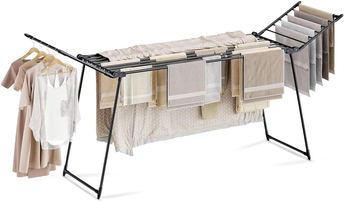 Dailygoods- Droogrek uittrekbaar - Inklapbaar - 25 m drooglengte - Stabiel wasrek van koolstofstaal - Ruimtebesparend - Belastbaar tot 30 kg — afbeelding 1