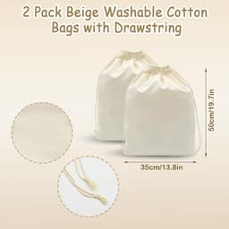 Dailygoods- Canvastassen Set van 2 - Herbruikbare Opbergtas - Trekkoordsluiting - Lichtgewicht en Draagbaar - Wasbaar en Ademend Katoen - Ideaal voor Dagelijks Gebruik — thumbnail 5