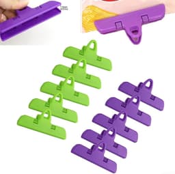 Grote Zakklemmen - Voedselclips - Keuken Organisatie - Antislip Grip - 10 stuks - Paars Zwart Groen Rood — thumbnail 2