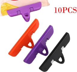 Grote Zakklemmen - Voedselclips - Keuken Organisatie - Antislip Grip - 10 stuks - Paars Zwart Groen Rood — thumbnail 5