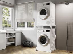 Opbergkast Wasmachine Droger - Stapelset Meubel - Ruimte Besparen - Stabiele Metalen Structuur - 100 kg Capaciteit - Wit — thumbnail 4