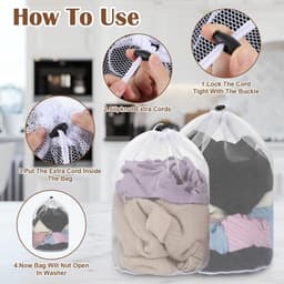 Dailygoods - 2 stuks wasnetten, waszak met koordstopper, herbruikbaar wasnet voor wasmachine, beschermt kleding, voor wasmachine, ondergoed, babykleding, sokken (30 x 40 cm, 40 x 50 cm) — thumbnail 2