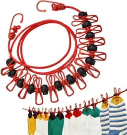 Kledinglijn - Waslijn - Buiten Droge Kleding - Windproof Non-slip - Tot 3.7 Meter - Rood — thumbnail 1