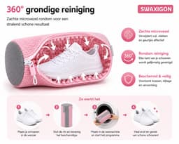 SWAXIGON - Schoenwaszak - Waszak voor schoenen - Herbruikbaar - Wasmachine&Droger - voor Sneakers en Tennisschoenen- Pink/Grijs — thumbnail 3