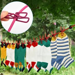 Uitbreidbare Drooglijn voor Reizen - Windbestendig Elastisch Koord met 12 Klempjes - Intrekbaar Buitendroogrek - Compact en Draagbaar - Geschikt voor T-shirts -Socken - Handdoeken en Meer — thumbnail 3