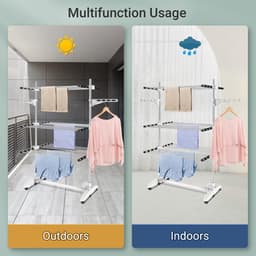 Droogrek Toren - Wasrek Inklapbaar - Kleding Drogen - Met 6 Wielen - 3 Niveaus - Zwart — thumbnail 2