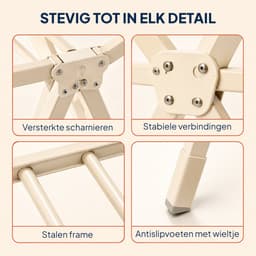 ProductXpert DryPro™ - Wasrek - Droogrek Inklapbaar - Opvouwbaar - 180 cm - Beige — thumbnail 3