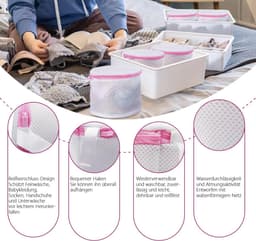 Set van 3 Herbruikbare Wasnetten voor Bh's - Fijne Mesh Waszakken voor de Wasmachine, Ideaal voor Delicate Kleding — thumbnail 5