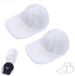 2 stuks - Mesh pettenwasbeschermer - Pettenwaszak - Pettenwasmand - Pettentas - Wit - Met standaard - Vormvast - Machinewasbaar - Geschikt voor alle maten baseballpetten met platte en gebogen bovenkant - Wasbaar in de wasmachine — thumbnail 1