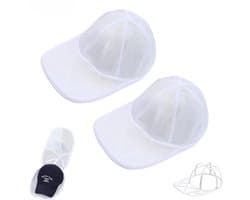 2 stuks - Mesh pettenwasbeschermer - Pettenwaszak - Pettenwasmand - Pettentas - Wit - Met standaard - Vormvast - Machinewasbaar - Geschikt voor alle maten baseballpetten met platte en gebogen bovenkant - Wasbaar in de wasmachine