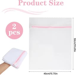 Set van 2 Wasnetten voor de Wasmachine, Premium Waszak, 40 x 50 cm, Bescherming Tegen Vervorming en Vouwen, Ideaal voor Kleding en Delicate Stoffen — thumbnail 4